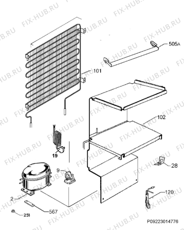 Взрыв-схема холодильника Zanussi ZFT711W - Схема узла Cooling system 017